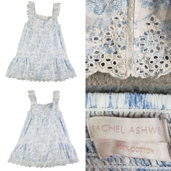 Rachel Ashwell Dress Women’s Size Large L Blue Floral Cotton Shift Sleeveless - Picture 1 of 8